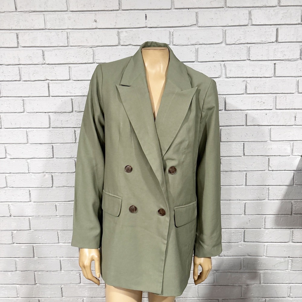 A New Day‎ Womens Double Breasted Blazer Sage Green Notched Lapel Size S - Picture 3 of 6